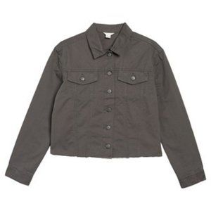 Caslon Fringe Grey Twill Jacket Button Front szM